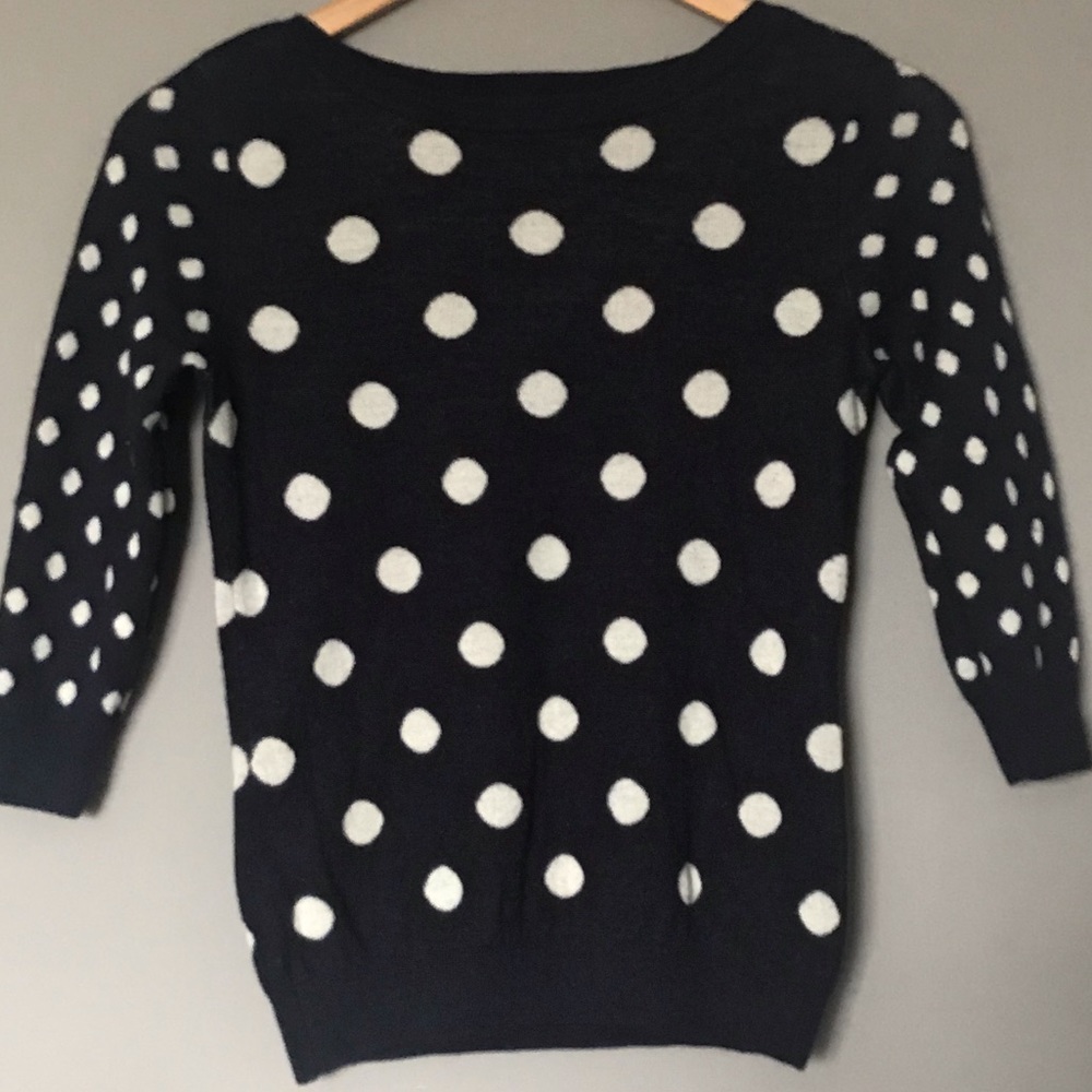 Polka dot sweater navy blue with white dots